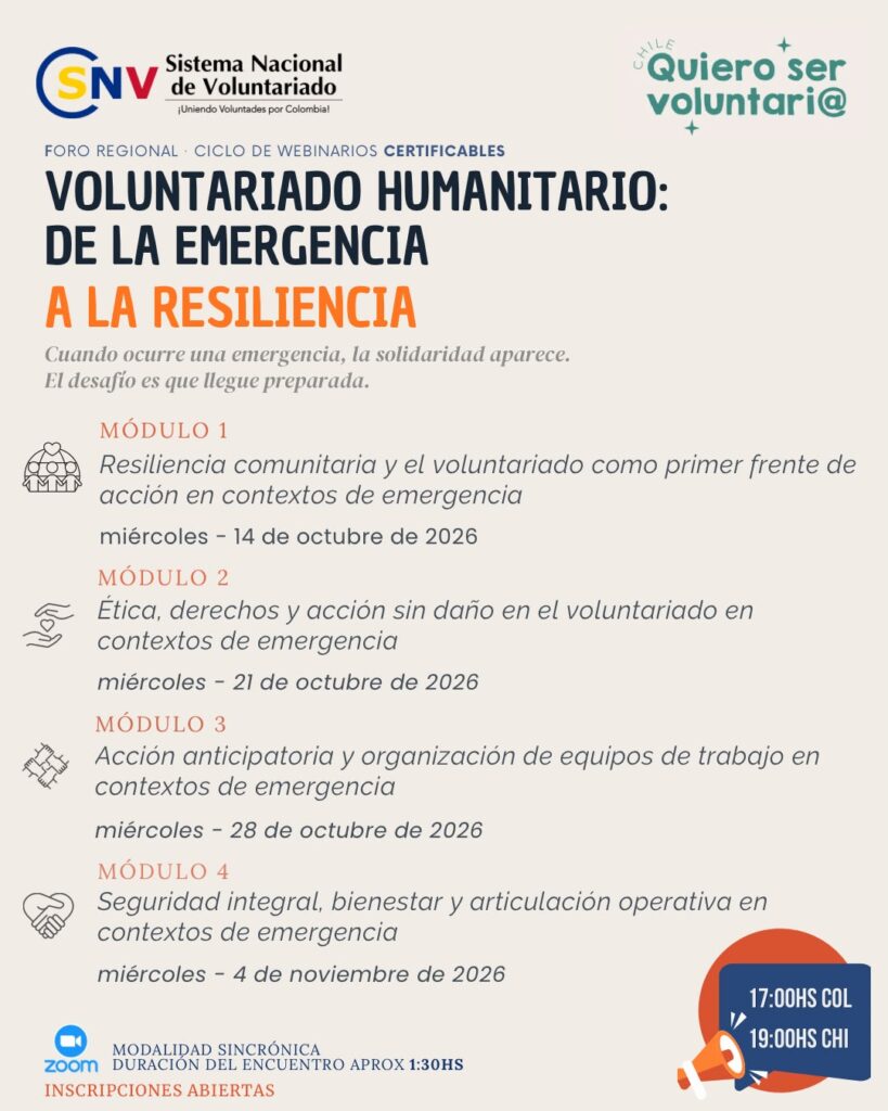 Ciclo de webinarios: Voluntariado humanitario, de la emergencia a la resiliencia